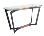 Delta Collection | Rectangular Glass Console Table - Walnut & Black