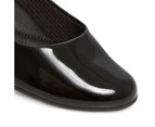 Piccadilly For Pavers Womens Block Heel Court Shoes Footwear - Black Patent