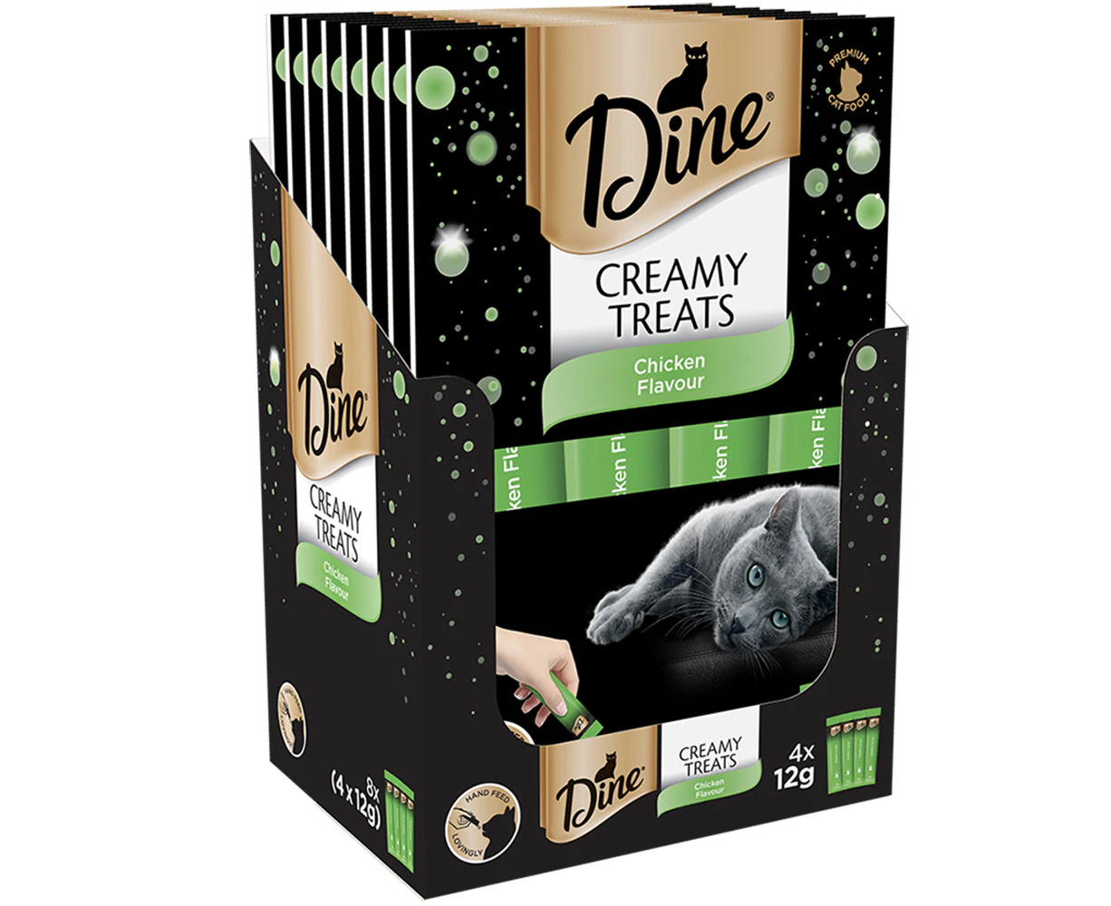 Dine Creamy Cat Food Treats Chicken Flavour 8 x (4 x 12g)