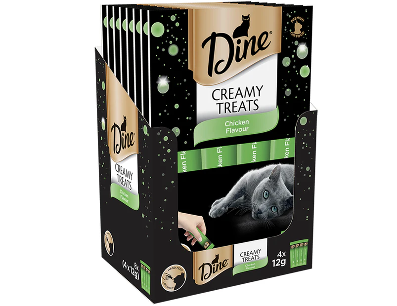 Dine Creamy Cat Food Treats Chicken Flavour 8 x (4 x 12g)