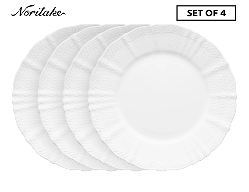 Set of 4 Noritake 27.9cm Cher Blanc Dinner Plate Set