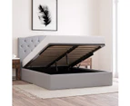 Storage Gas Lift Bed Frame with Curved Bed Head in King, Queen and Double Size (Grey Fabric)