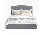 Storage Gas Lift Bed Frame with Curved Bed Head in King, Queen and Double Size (Charcoal Fabric)