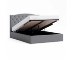Storage Gas Lift Bed Frame with Curved Bed Head in King, Queen and Double Size (Charcoal Fabric)