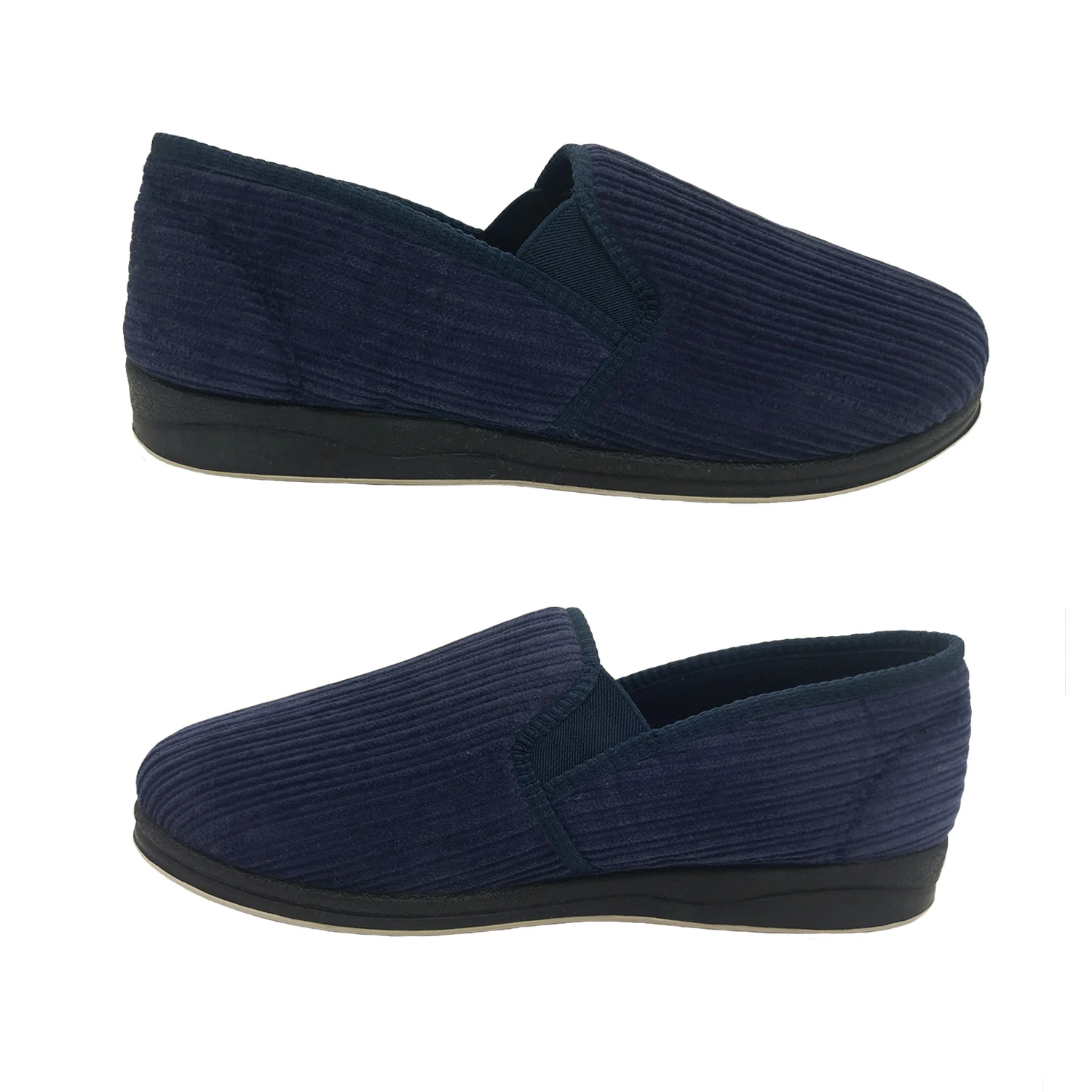 Panda Eden Mens Double Gusset Non-Slip Flexible Rubber Comfort Slippers - Navy