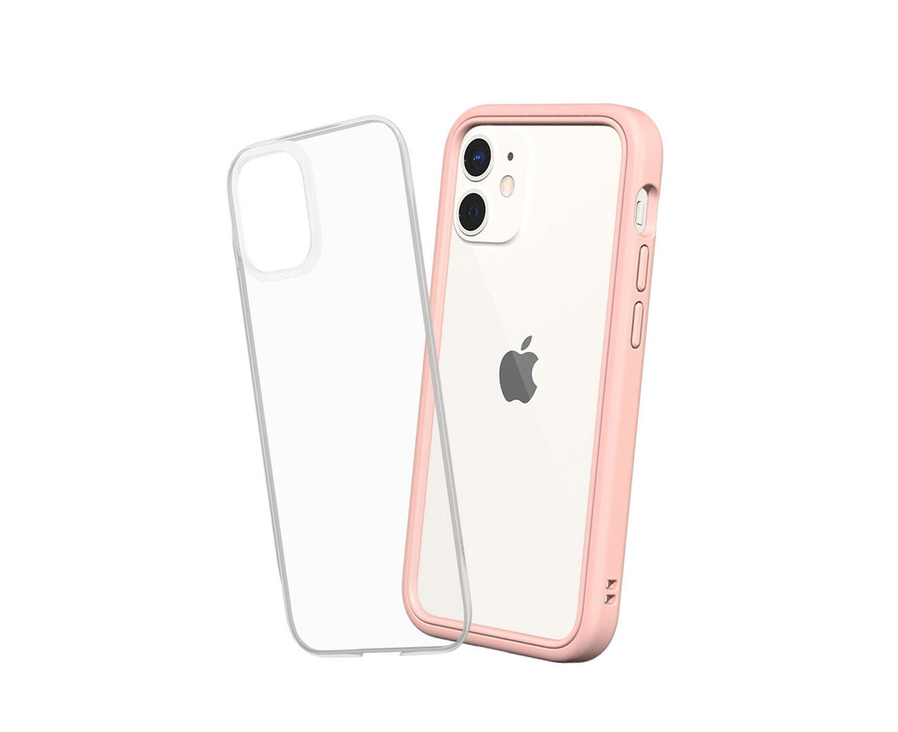 RhinoShield iPhone 12 Mini Case MOD NX with Rim, Button, Frame, Clear Back  Plate Blush Pink 