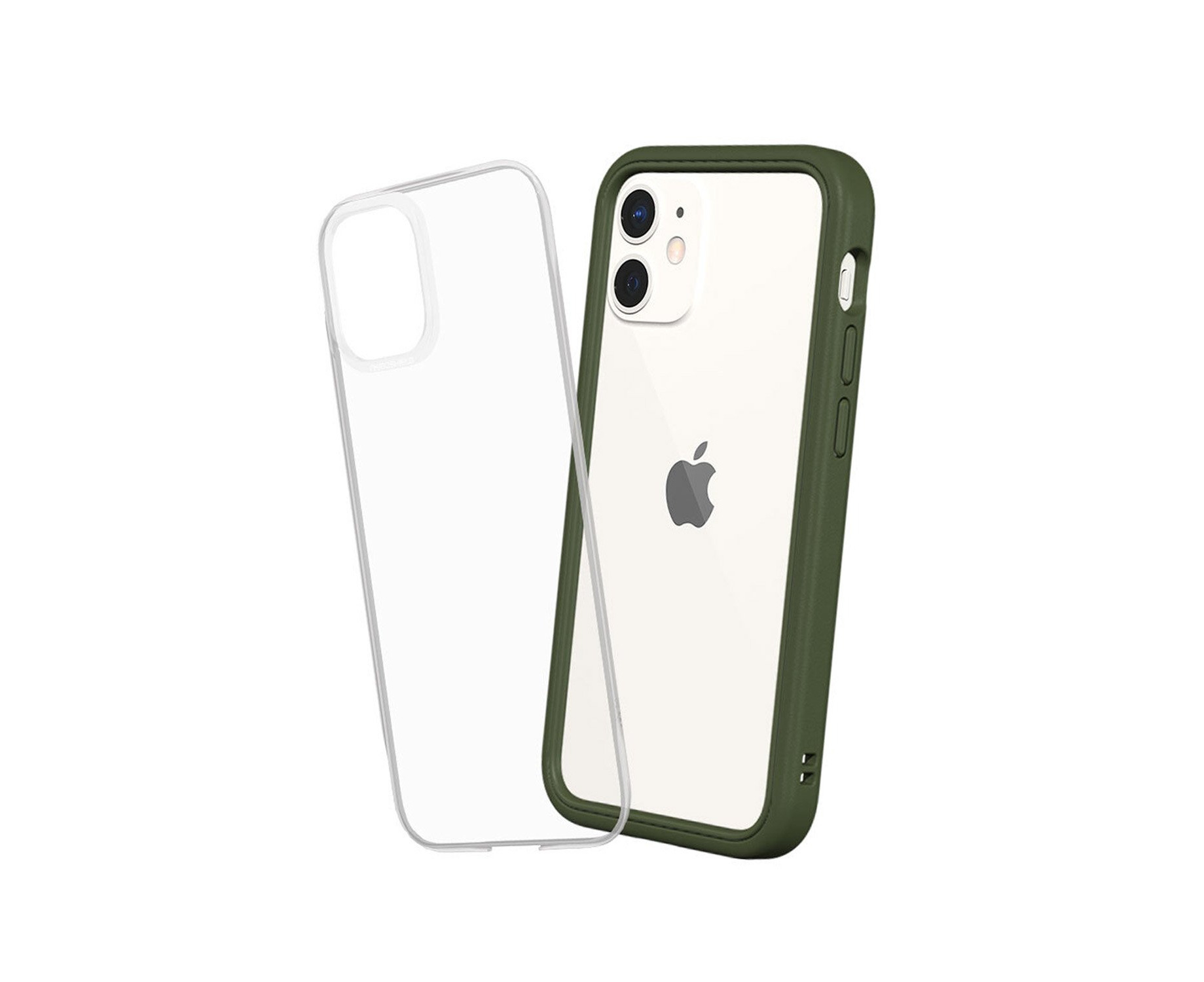 RhinoShield iPhone 12 Mini Case MOD NX with Rim, Button, Frame, Clear Back  Plate Camo Green 