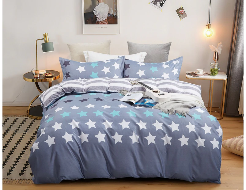 Stars Quilt/Doona/Duvet Cover & 2 Pillowcases Set(Queen/King /Super King Size Bed) M429
