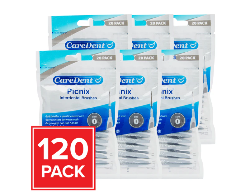 Caredent Picnix Interproximal Brushes Grey #0 (20) 6 Pack