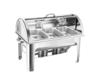 SOGA 3L Triple Tray Stainless Steel Roll Top Chafing Dish Food Warmer