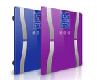 SOGA 2X Glass LCD Digital Body Fat Scale Bathroom Electronic Gym Water Weighing Scales Blue/Purple