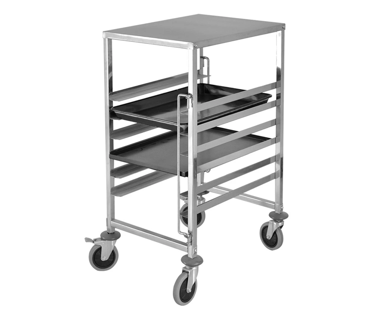 SOGA Gastronorm Trolley 7 Tier Stainless Steel Bakery Trolley Suits 60cmx40cm Tray with Working Surface