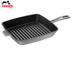 Staub American 26cm Square Enamel Cast Iron Grill Pan Stovetop Cookware Graphite