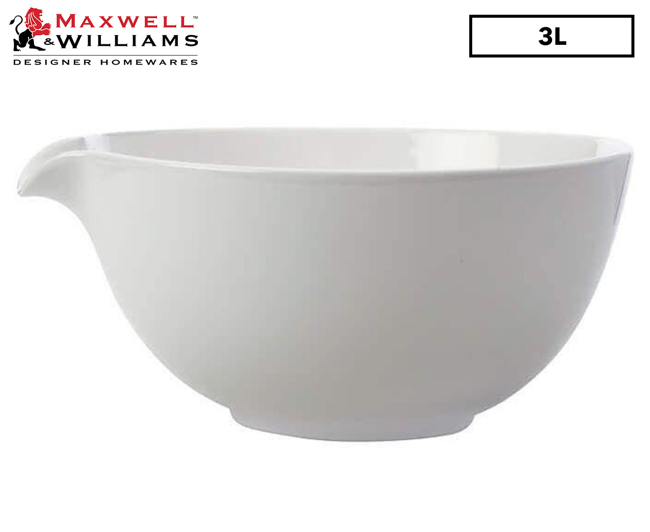 Maxwell & Williams 26cm 3L White Basics Mixing Bowl - White | Catch.co.nz