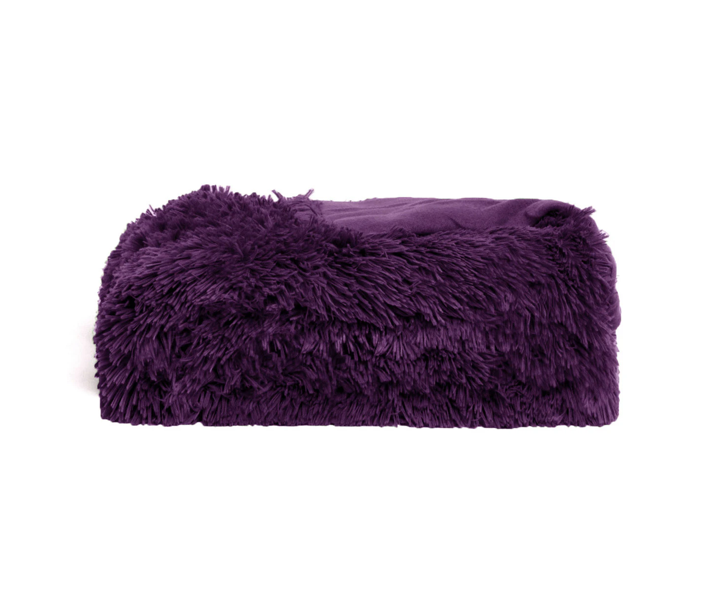 Long Hair Faux Fur Throw Rug - Purple