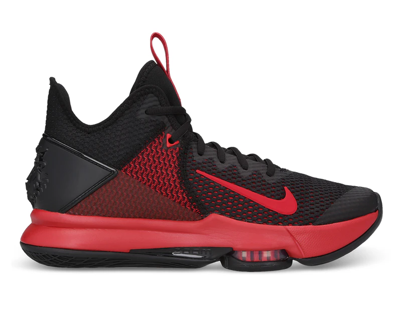 Nike Men's LeBron Witness IV Sneakers - Black/Gym Red/Bright Crimson