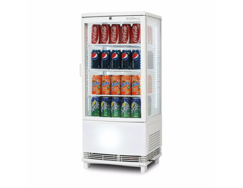 Bromic Countertop Beverage Fridge Curved Glass 80L LED CT0080G4WC BR-3735170 Countertop Display Fridges - White