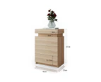 Oak Modern Nightstand Bedside Tables 3 Drawers High Gloss Front