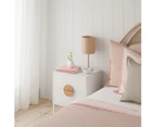 Coastal White Wooden Bedside Table with Semi-Circle Handles