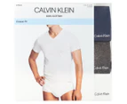 Calvin Klein Men's Short Sleeve V-Neck Tee / T-Shirt / Tshirt 3-Pack - White/Charcoal Heather/Blue Shadow