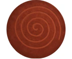 Handwoven Round Wool Rug - Swirl - Rust - 160x160cm