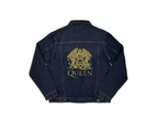 Queen Denim Jacket Classic Crest Band Logo  Official Mens - Blue