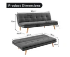 Sarantino 3 Seater Linen Sofa Bed Couch Lounge Futon - Dark Grey