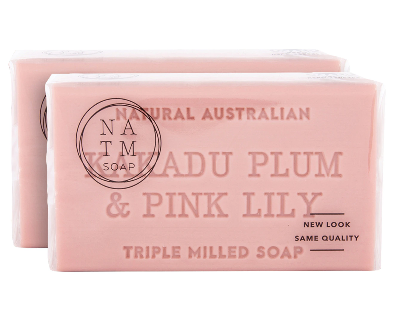 2 x Natural Australian Triple Milled Soap Bar Kakadu Plum & Pink Lily 200g