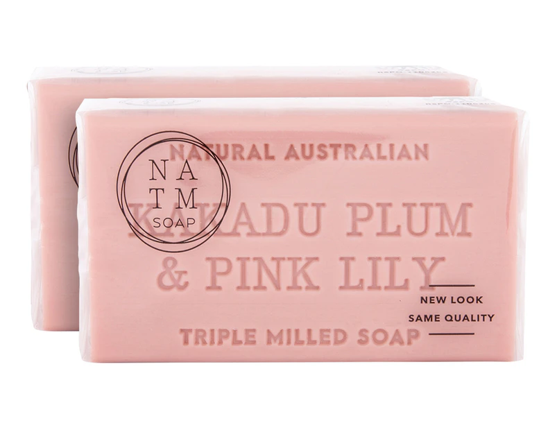 2 x Natural Australian Triple Milled Soap Bar Kakadu Plum & Pink Lily 200g