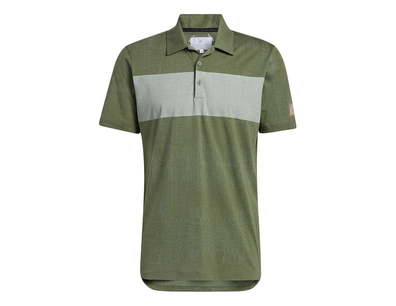 adidas Adicross Desert Print Polo Shirt - Natural Green -  Mens