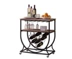IHOMDEC Industrial Wine Rack Cart with Glass Holder Vintage Brown 3