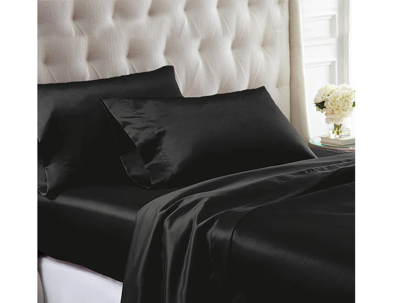 Luxor - 1000TC Ultra Soft Art Silk Satin Sheet Set Black