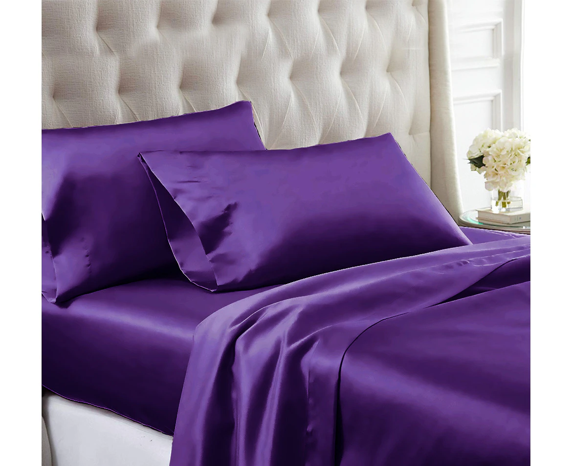 Luxor - 1000TC Ultra Soft Art Silk Satin Sheet Set Purple