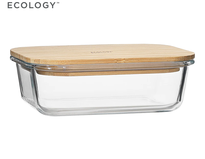 Ecology 20x15cm Nourish Rectangle Storage Container w/ Bamboo Lid - Clear/Natural
