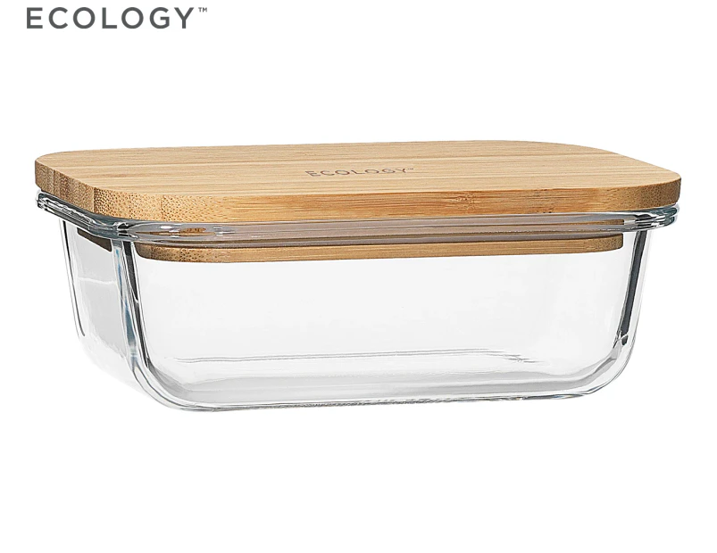 Ecology 14.5x10.5cm Nourish Rectangle Storage Container w/ Bamboo Lid - Clear/Natural