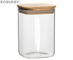 Ecology Pantry 15cm Square Glass Canister Storage Organiser w/ Bamboo Lid Clear