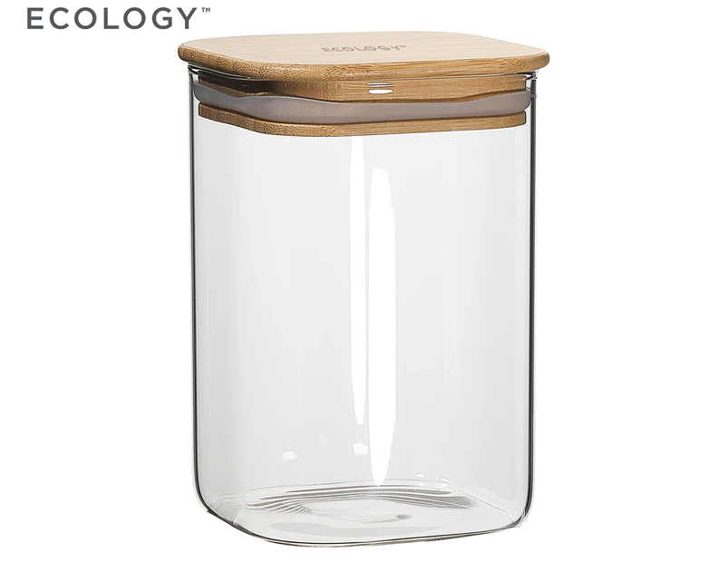 Ecology Pantry 15cm Square Glass Canister Storage Organiser w/ Bamboo Lid Clear