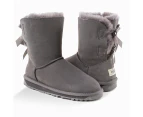 'New generation' ugg ladies classic bailey bow boots 2 ribbon boot - grey