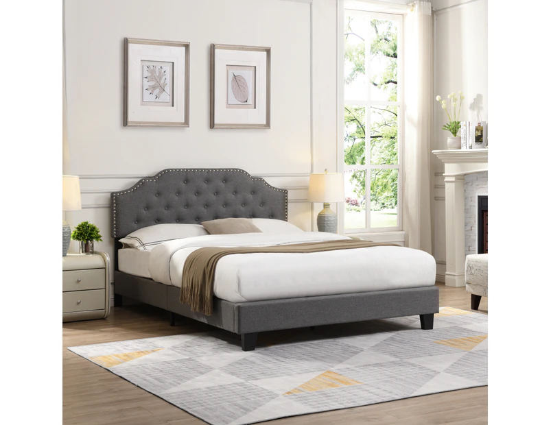 IHOMDEC BEF02 Double Size Bed Frame Base Mattress Platform Grey