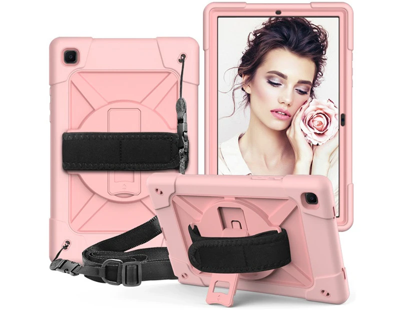 WIWU C-Robot Tablet Protective Case+Neck Strap Anti-fall Folding Cover For Samsung Galaxy Tab A7 10.4" T500/T505/T507/T505N(2020)-RoseGold