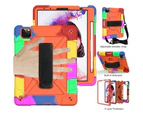 WIWU C-Robot iPad Case+Neck Strap Anti-fall Rugged Heavy Duty Protective Cover For iPad Air 4 10.9 (2020)-Colorful&Orange