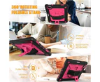 WIWU C-Robot iPad Case+Neck Strap Anti-fall Rugged Heavy Duty Protective Cover For iPad Air 4 10.9 (2020)-Black&RoseRed
