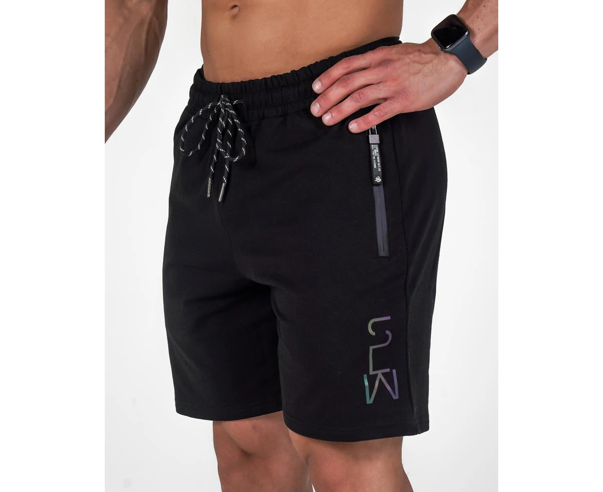 Gym Shorts - Harlequin Mid Shorts Black by Strong Liftwear