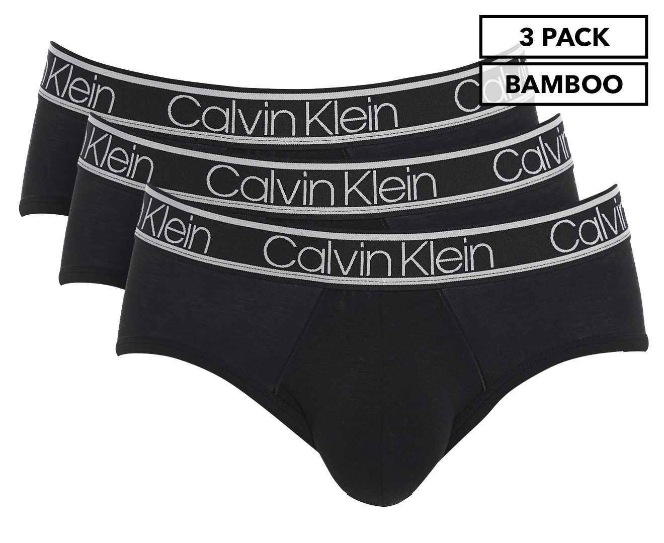 Calvin Klein Men's Bamboo Comfort Hip Briefs 3-Pack - Black 