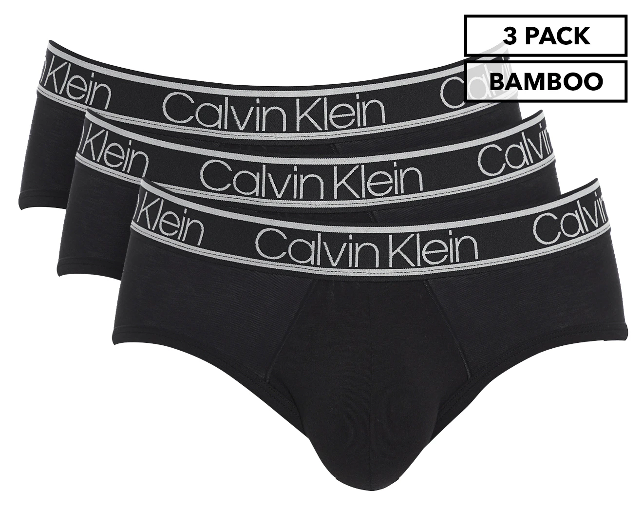 Calvin Klein Men's Bamboo Comfort Hip Briefs 3-Pack - Black