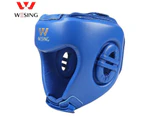 Wesing Aiba Aprroved Leather Head Guard Boxing Training Open Face - Blue