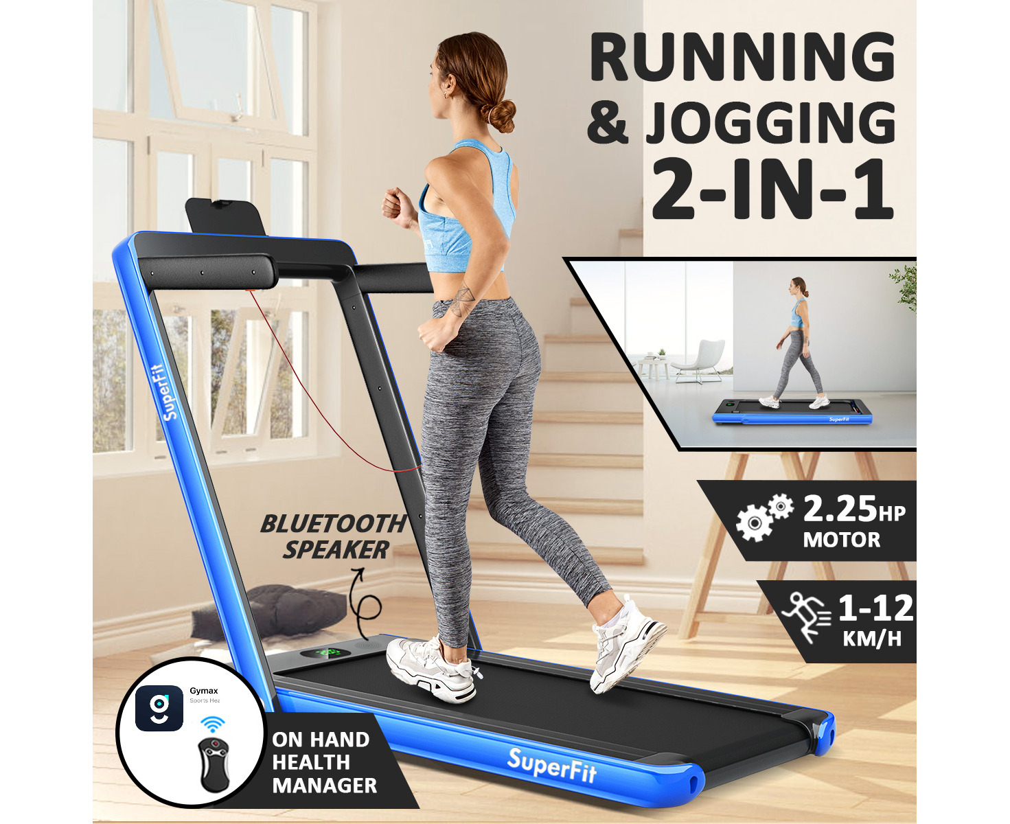 Mechanical Treadmill Running Machine with LED Display for Home Gym Cardio Fitness Workout Folding Treadmill for Home Use Portable Walking Treadmills 