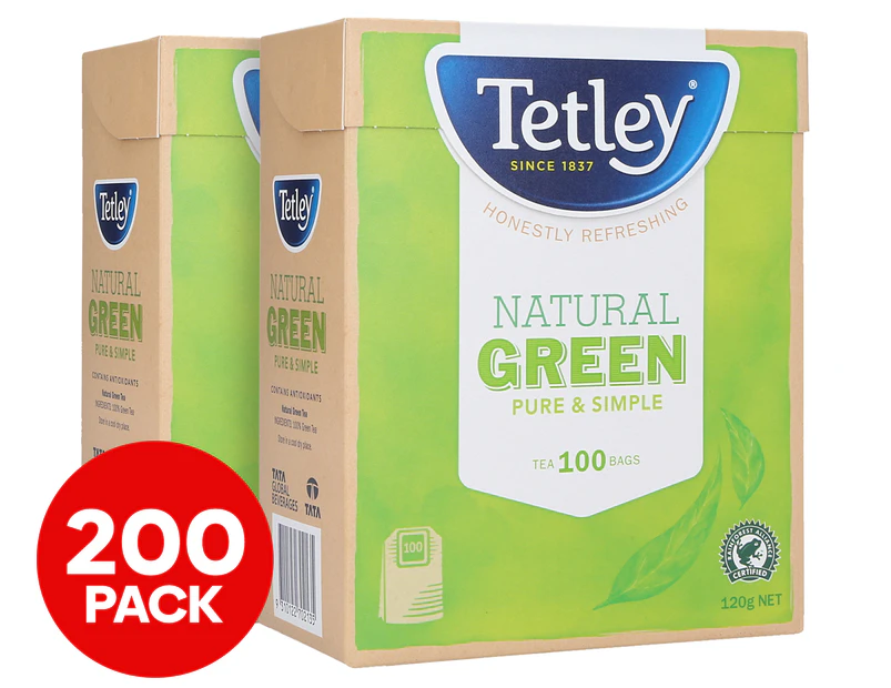2 x 100pk Tetley Natural Green Tea 120g