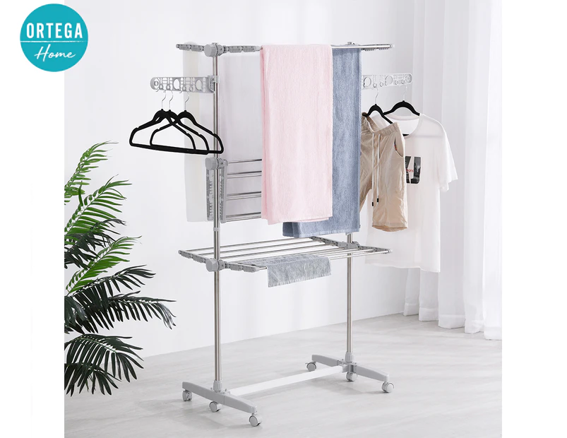 Ortega Home Foldable Rolling Clothes Air Drying Rack