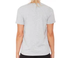 DKNY Sport Women's Stripe Logo Tee / T-Shirt / Tshirt - Pearl Grey Heather